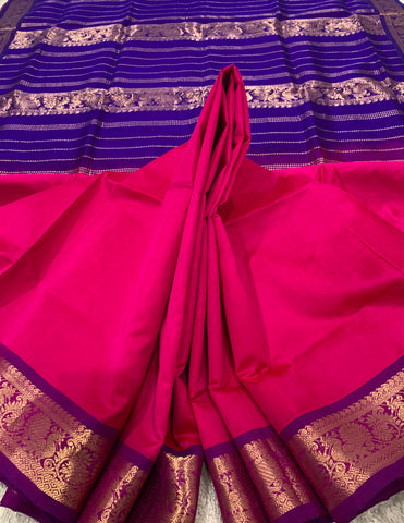 KSC - Double shaded Pattu Rose/ Blue