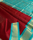 KSC - Double shaded Garnet Red with Sea Green Vaira Oosi Korvai