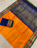 KSC - Double shaded Kesar Orange with Peacock Blue