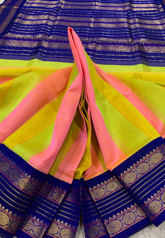 KSC - Candy Cane Pink/Sunny Yellow with Navy Blue Korvai