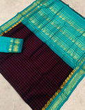 KSC - Double shaded Brownish Maroon/Sea Green Korvai