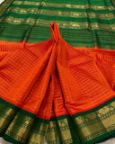 KSC - Double shaded Rustic Orange with Emerald Green Kattam