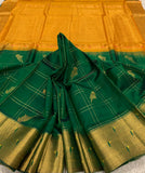 KSC - Emerald Green with Mustard Yellow Kattam Paithani