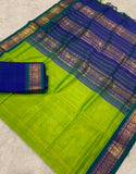 KSC - Double shaded Apple Green with Peacock Greenish Blue Korvai