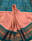 KSC - Lotus Pink with Teal Blue Korvai
