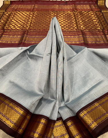 KSC - Double shaded Grey with Brown Kattam Korvai