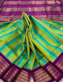 KSC - Sea green/Canary Yellow/Blue with Vadamalli Korvai