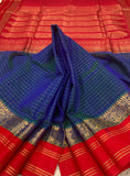 KSC - Double shaded Peacock Blue/Red Kottadi Korvai