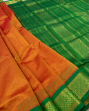 KSC - Double shaded Rustic Orange/Emerald Green Korvai