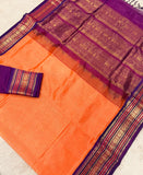 KSC - Double shaded Peach with Wine Magenta Korvai