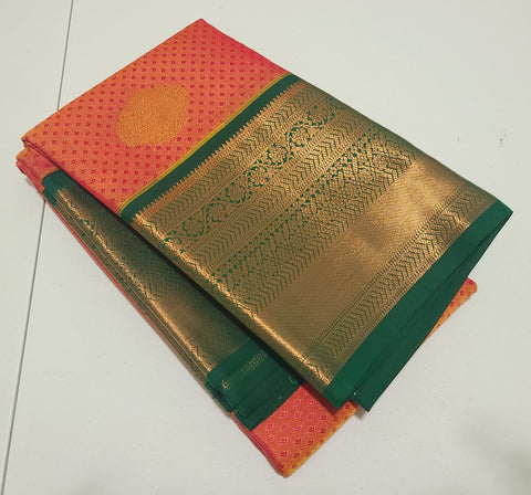 KSS - Peachy Orange/Emerald Green Korvai