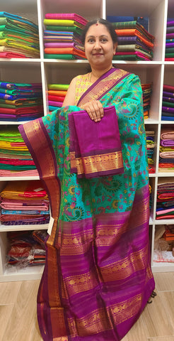 PKSC - Dark Sea Green/Vadamalli Kalamkari Prints Korvai