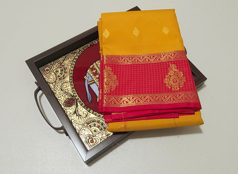 KSS - Mustard Yellow/Tomato Pink Korvai