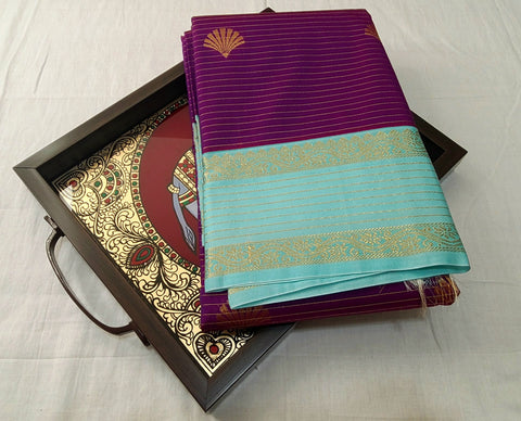 KSS - Brinjal/Sky Blue Korvai