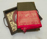 KSS - Bottle Green/Tomato Pink Kottadhi