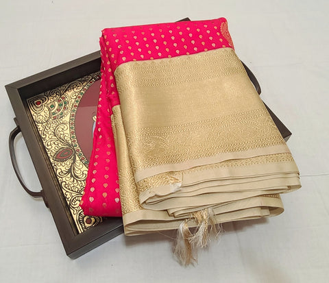 KSS - Tomato Pink/Beige Veldari Korvai