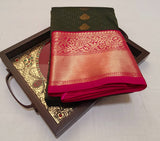 KSS - Green/Rani Pink Korvai