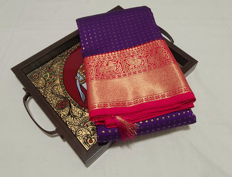 KSS - Violet/Tomato Pink Lakshadeepam Korvai
