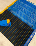 KSC - Black Veldaari with Blue/Yellow Ganga Jamuna Korvai