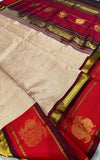 KSC - Double shaded Wheatish Beige with Arakku Red Korvai