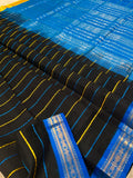 KSC - Black Veldaari with Blue/Yellow Ganga Jamuna Korvai