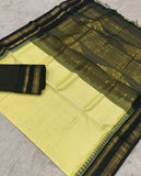 KSC - Pastel Buttercream Yellow with Black Kattam Korvai