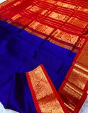KSC - Double shaded MS Blue with Red Korvai