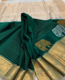 KSC - Deep Emerald Green with Sandalwood Beige Long border Kattam Korvai