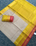 KSC - Double shaded Pastel Grey with Sampangi Yellow Korvai