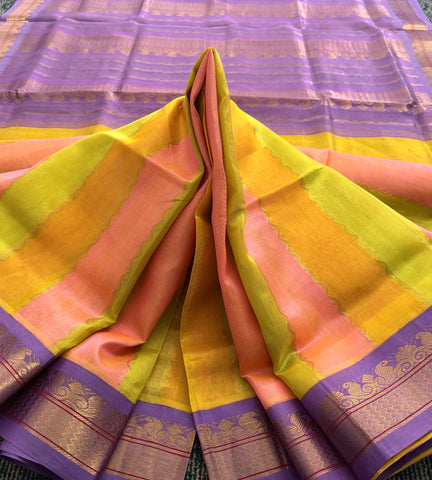 KSC - Multi Color Casatta with Lavender Korvai