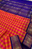 KSC - Pink/Mustard Yellow with Navy Blue Kattam Korvai