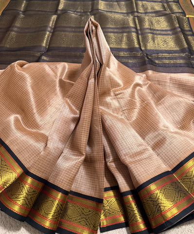 KSC - Wheatish Beige with Midnight Blue Kottadi Korvai