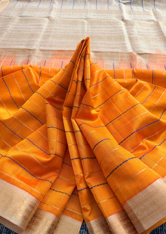 KSC - Yellow Veldaari with Ivory Beige Korvai
