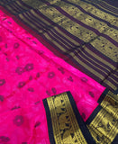 KSC - Pattu Rose/Black Kalamkari Prints Korvai