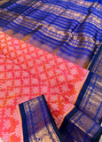 KSC - Double shaded Coral Orange with Dark Midnight Blue Kolam Korvai