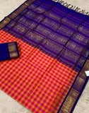 KSC - Pink/Mustard Yellow with Navy Blue Kattam Korvai
