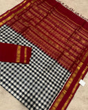 KSC - White/Black with Maroon Kattam Korvai