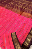 KSC -Double shaded Kanagambara Pink with Coffee Brown Veldaari Korvai