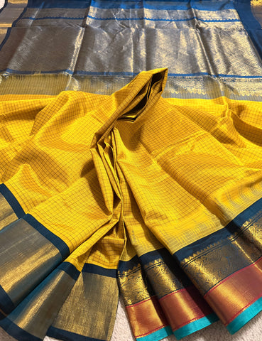 KSC - Double shaded Mustard Yellow with Oily Green Kattam Korvai