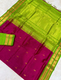 KSC - Double shaded Pattu Rose with Leafy Green Korvai