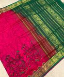 KSC -   Double shaded Panneer Rose with Green Kalamkari Prints