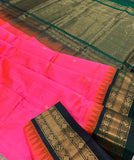 KSC -  Double shaded Salmon Pink/ Emerald Green Korvai