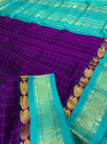 KSC - Double Shaded Kathiripoo with Sea Blue Korvai Muted checks