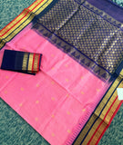 KSC - Rosemilk Pink with Dark Navy Blue Korvai