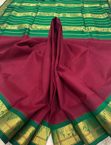 KSC -  Maroon / Emerald Green Korvai