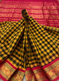 KSC - Mustard Yellow/Black with Chilli Red Kattam Korvai