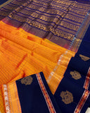 KSC - Double shaded Rustic Orange/Midnight Blue Korvai Kottadi