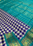 KSC - Violet/White Kattam with Sea Green Korvai