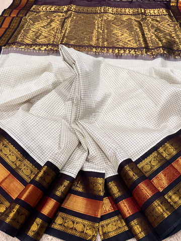 KSC - Dove White with Dark Brown Muthukattam Korvai