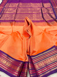 KSC - Double shaded Peach with Wine Magenta Korvai